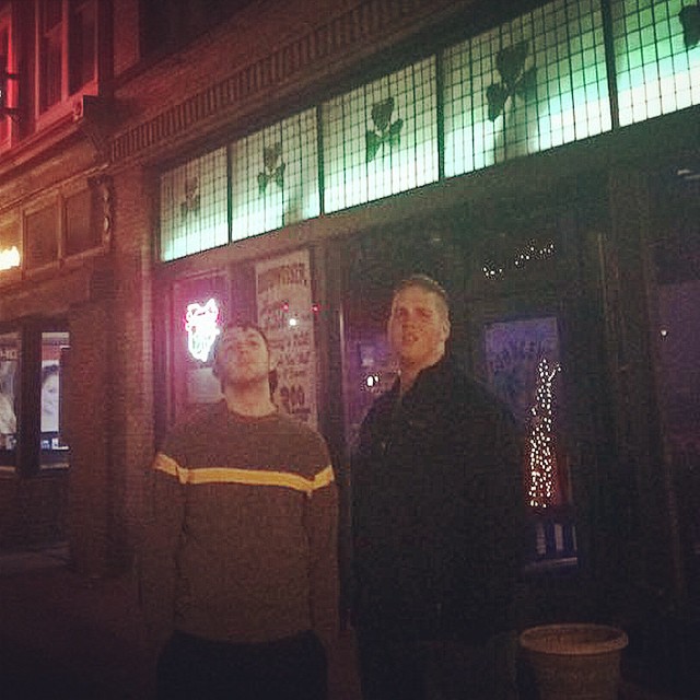 Couple of thug-lookin' gentlemen outside an Irish bar