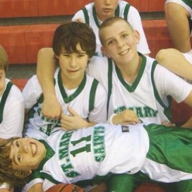 Silly basketball team pic of a young Jamison